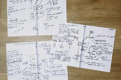 Handwritten reflection sheets mapping the week's highs, lows and priorities.