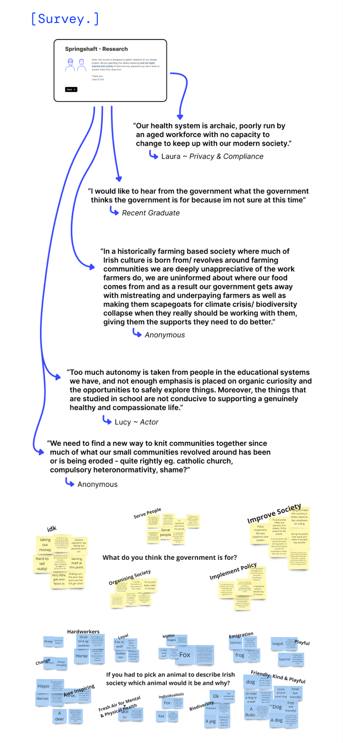 Survey responses and primary research notes gathered from the public.