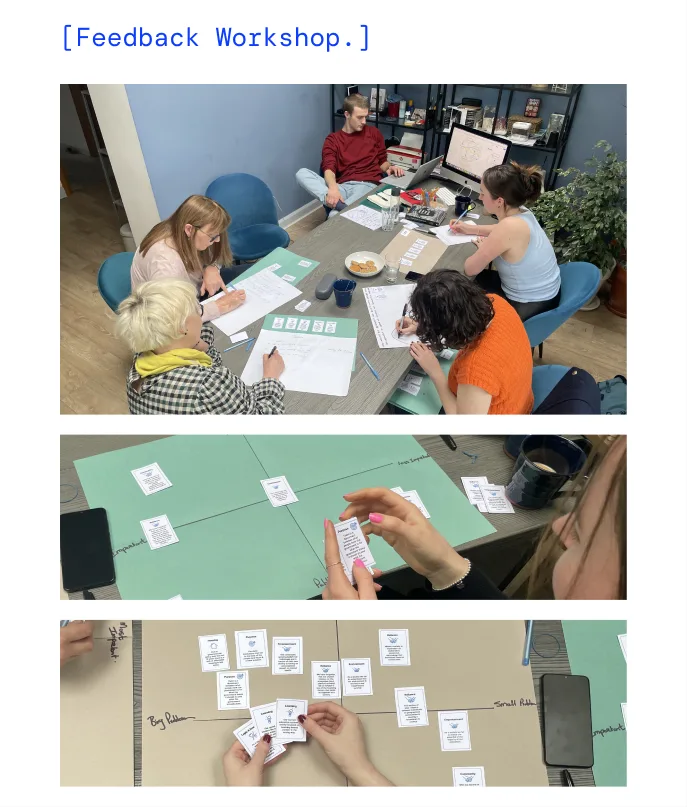 Photos from the feedback workshop.