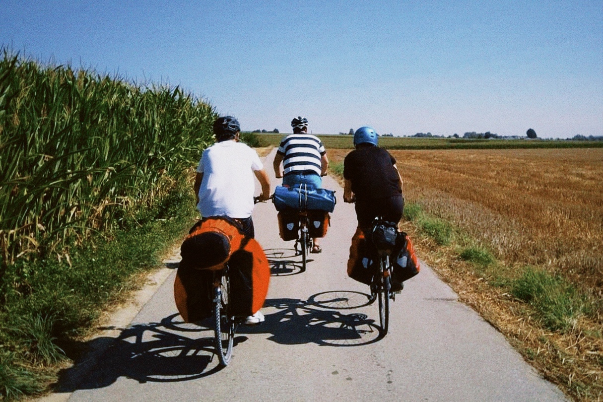 three boys on bikes